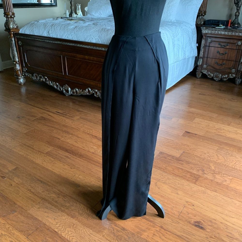 𝅺Black‎ Side Slit Wide Leg Cut Out Pants